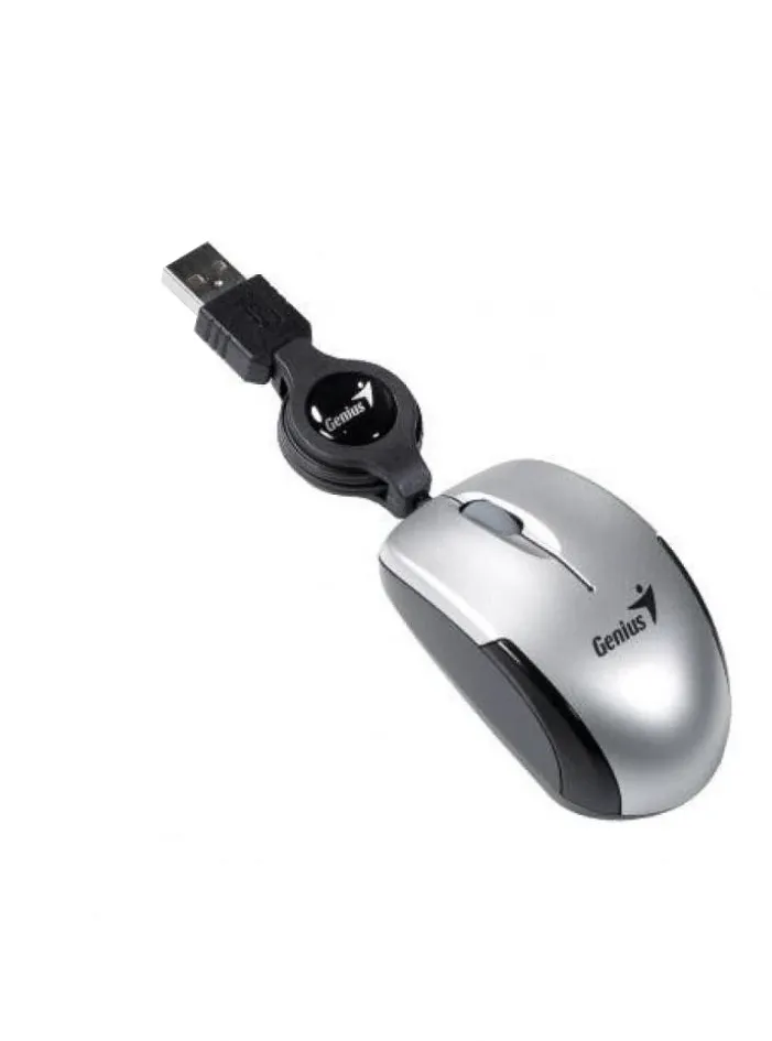 Mouse Genius, "Micro Traveler V2", PC sau NB, cu fir, USB, optic, 1200 dpi, butoane/scroll 3/1, gri