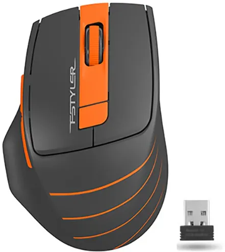 Mouse A4tech, "FG30", gaming, wireless, 2.4GHz, optic, 2000 dpi, butoane/scroll 6/1, negru / portocaliu