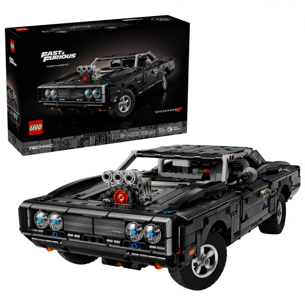 Set constructie LEGO Technic 42231 Dodge Charger R/T din Fast and Furious pentru adulti