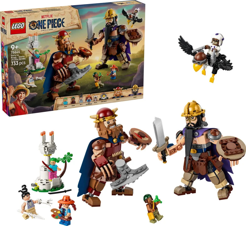 Set de constructie LEGO ONE PIECE Dorry vs Brogy – Gigantii din Micuta Gradina 75644, 733 piese