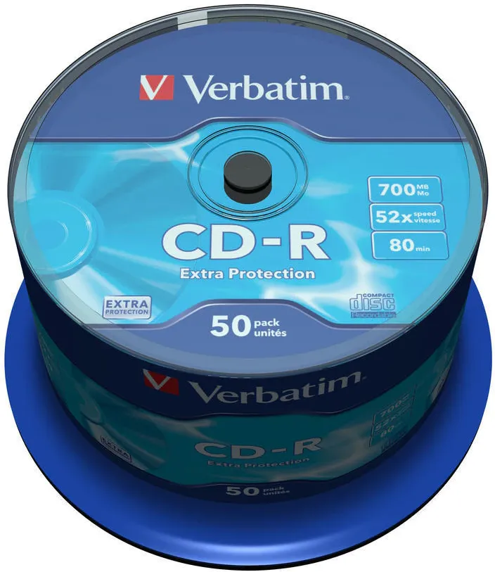 Verbatim CD-R 52X 700MB SPINDLE 50PK EXTRA PROT.
