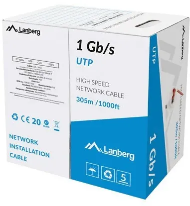 Cablu retea LANBERG LCU6-10CC-0305-R UTP CCA 1 Gb/s 305 m rosu