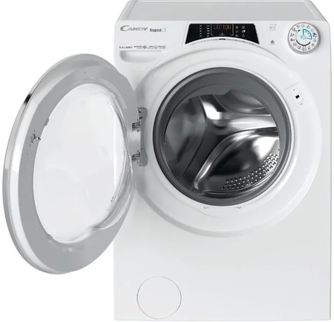 Masina de spalat rufe cu uscator Candy Rapido ROW4856DWMCT/1-S, 8 kg spalare, 5 kg uscare, 1400 RPM, Clasa A, Motor Inverter, Wi-Fi, Bluetooth, Quick & Clean, Steam, Alb