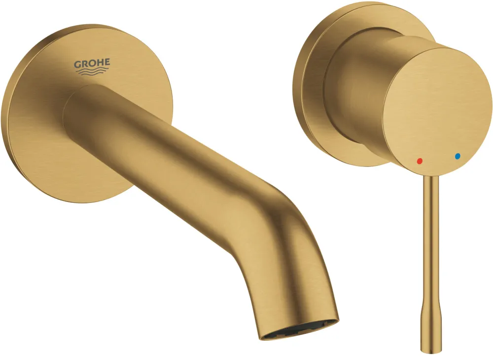 Baterie lavoar, Grohe Essence New OHM trimset basin 2-h wall M, montare pe perete, monocomanda, marimea M, necesita corp instalare, brushed cool sunrise, auriu mat