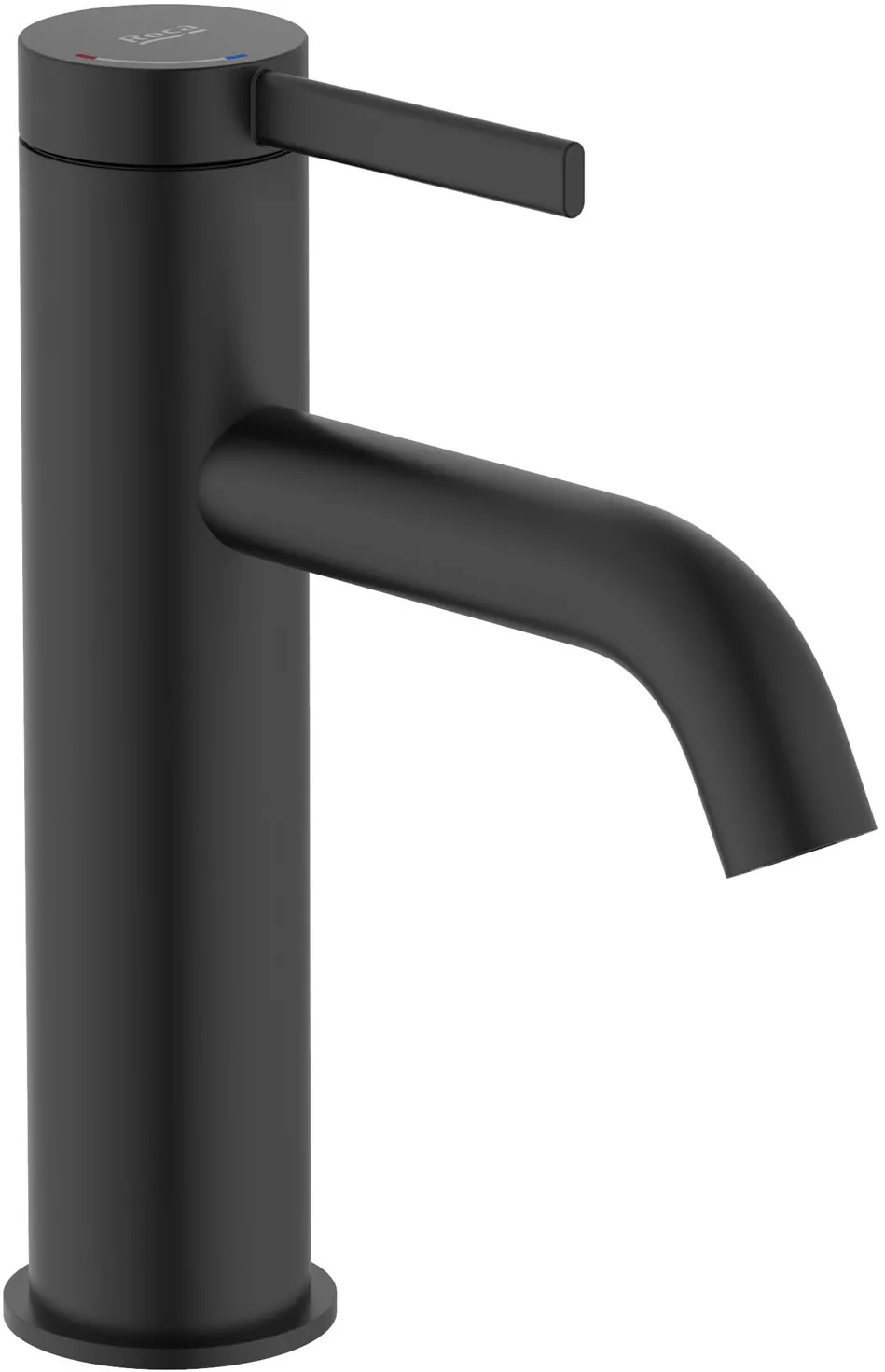 Baterie lavoar Roca, Gama Ona, monocomanda, marime M, levier metalic, cartus ceramic, set evacuare push to open, negru