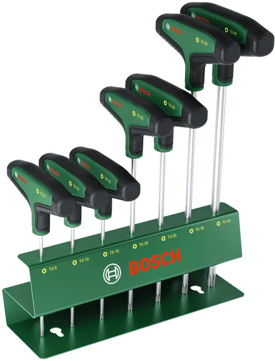 Set 7 surubelnite maner-T Torx Bosch 1600A039J2, suport