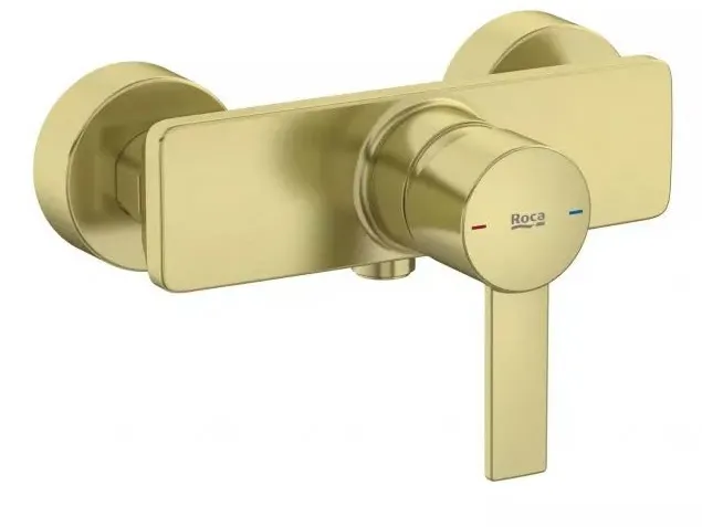 Baterie dus Roca, Gama Targa, cartus ceramic, levier metalic, monocomanda, brushed brass, alama mat