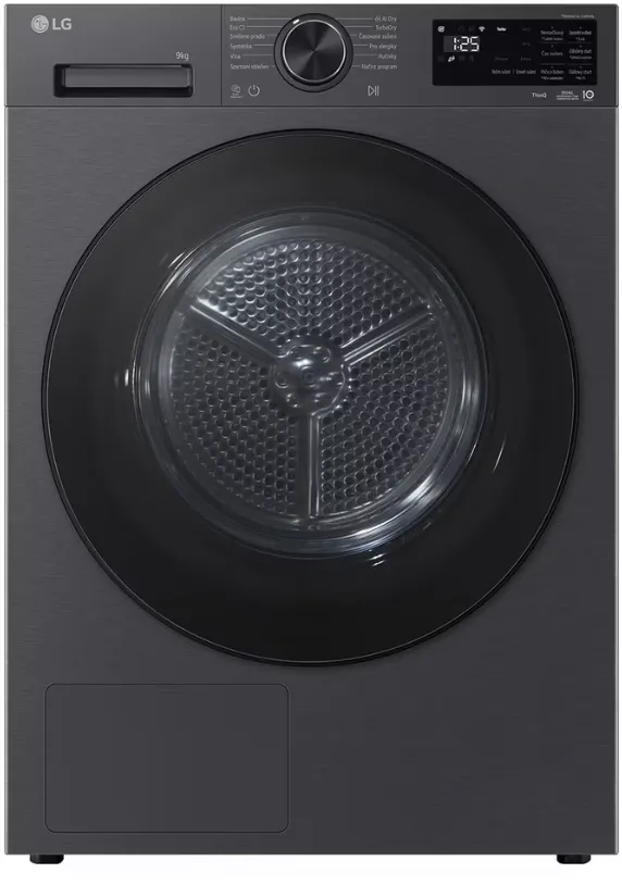 Uscator rufe LG RHX5009TB, 9kg, Turbo Dryer, Dual Inverter, Wifi, Clasa B, Negru Mat