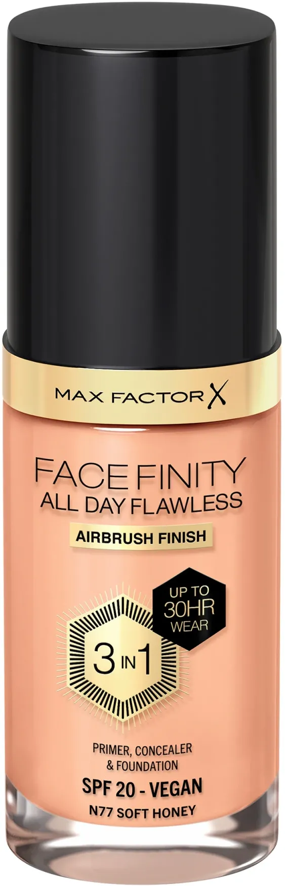Fond de ten Max Factor Facefinity All Day Flawless 3-in-1 N77 Soft Honey, 30 ml