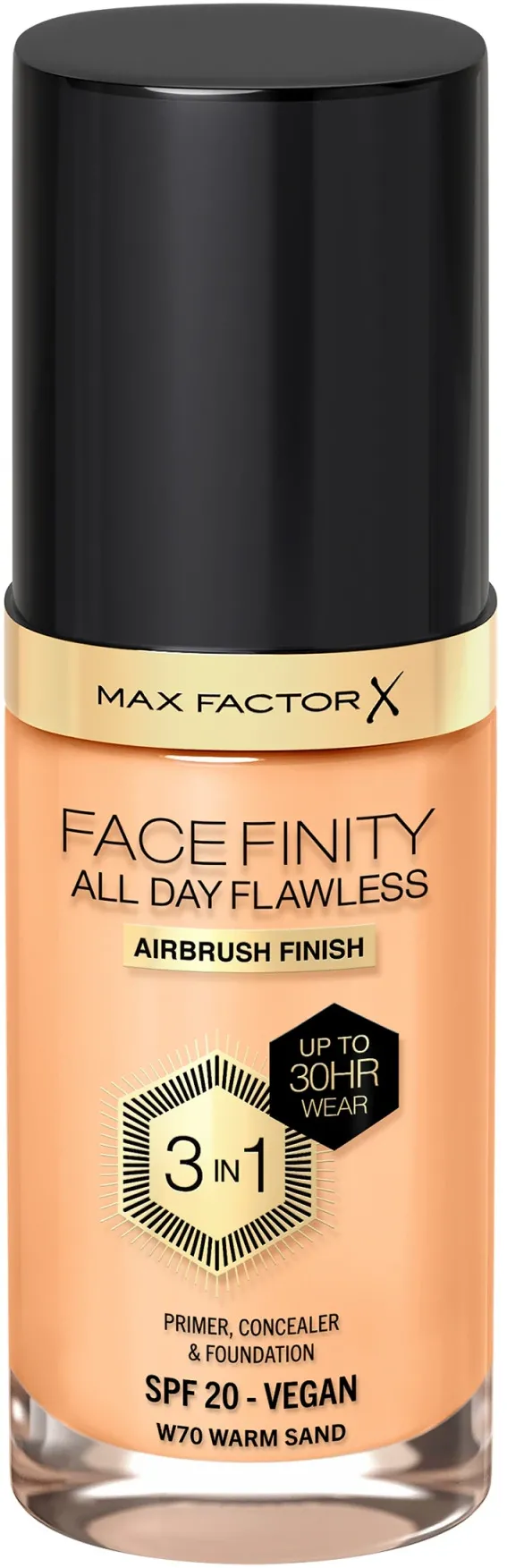 Fond de ten Max Factor Facefinity All Day Flawless 3-in-1 W70 Warm Sand, 30 ml