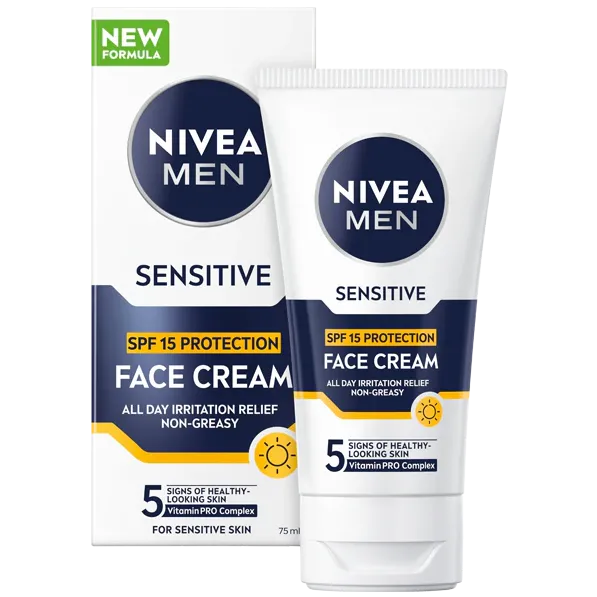 Crema de fata NIVEA Sensitive pentru ten sensibil cu SPF15, 75ml