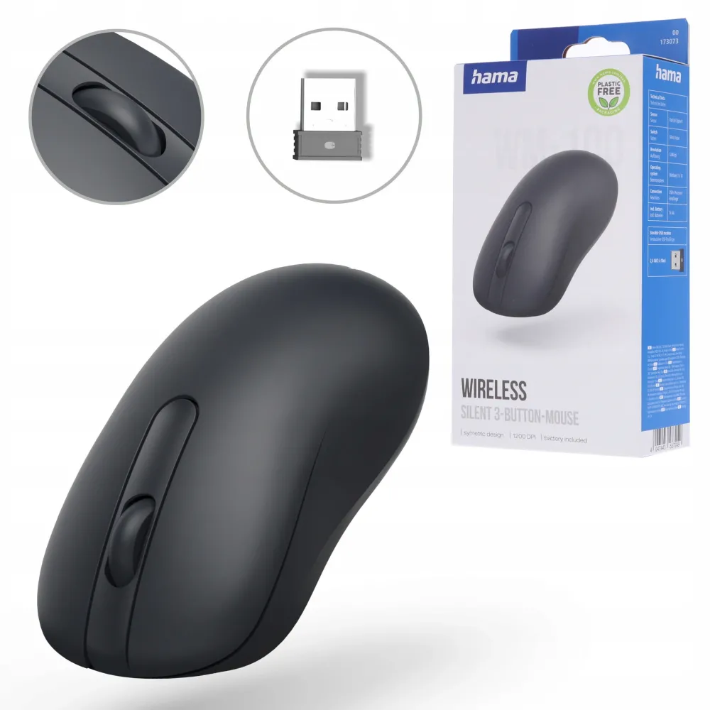 Mouse wireless HAMA WM-100 negru 1200 dpi