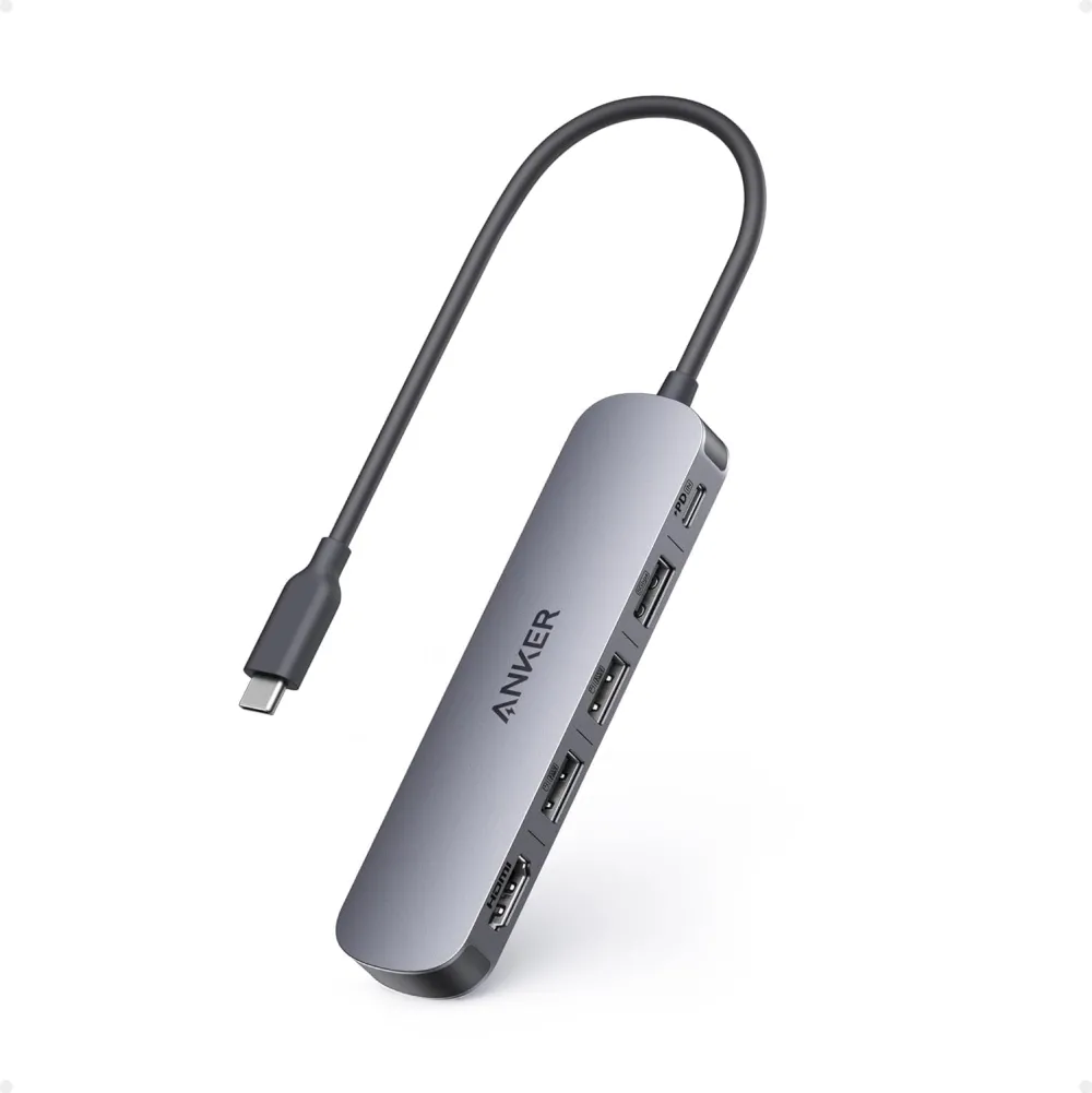 DOCKING Station Anker 5-in-1, porturi: 1 x USB-C, 3 x USB-A, 1 x HDMI 4K la 30Hz, PD 90W, conectare prin USB-C, gri, "A8357HA0" (timbru verde 0.18 lei - 0194644289133