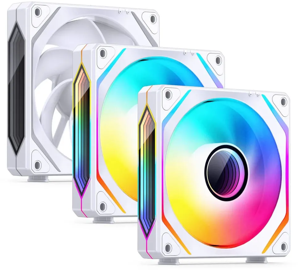 Set 3 ventilatoare carcasa Jonsbo ZL-120WR PWM ARGB flux inversat 120 mm alb