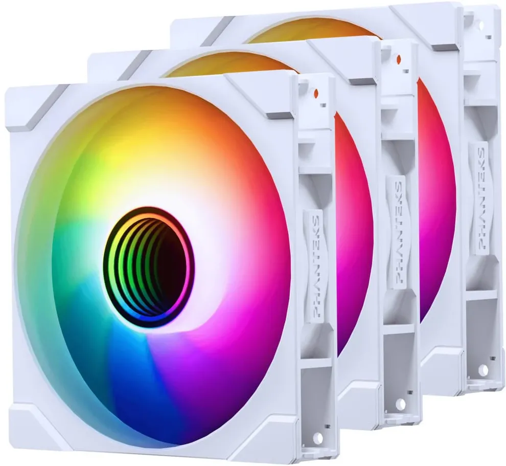 Set 3 ventilatoare carcasa Phanteks M25 Gen2 PWM D-RGB Reverse Blade 140 mm alb