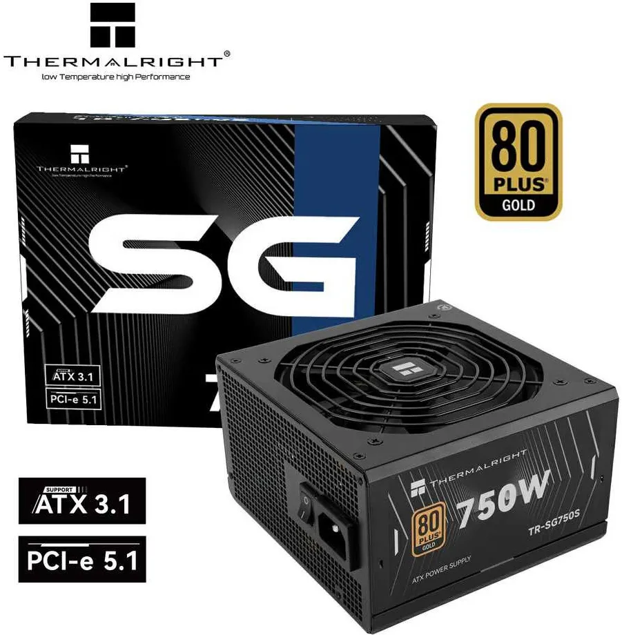 SURSA Thermalright "SG-750S", 750W, certificare 80 Plus Gold, non-modular, LLC, DC to DC, fan 120mm, negru, "TR-SG750S" (timbru verde 2 lei)