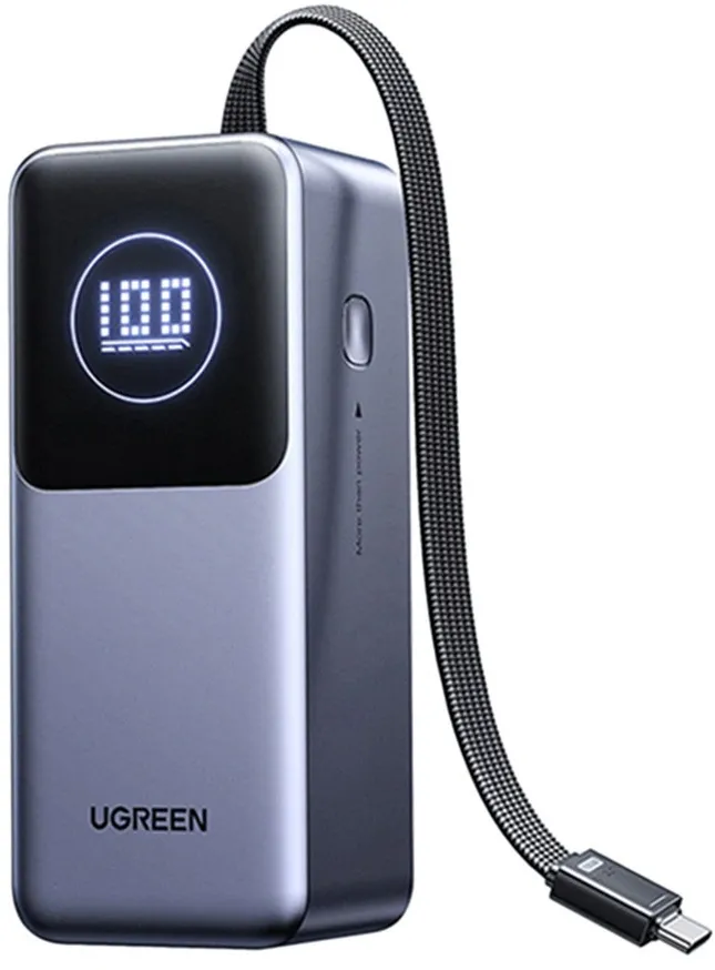 POWER BANK Ugreen "PB723", 20000mAh, 130W PD3.0, 1 x USB, 1 x USB Type-C, 1 x USB Type-C integrat, display, gri, "55365B" (timbru verde 0.98 lei)