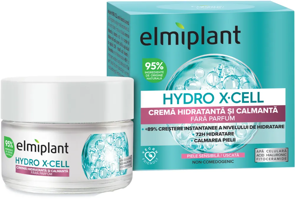 Crema hidratanta si calmanta fara parfum, Elmiplant Hydro X-Cell, 50 ml
