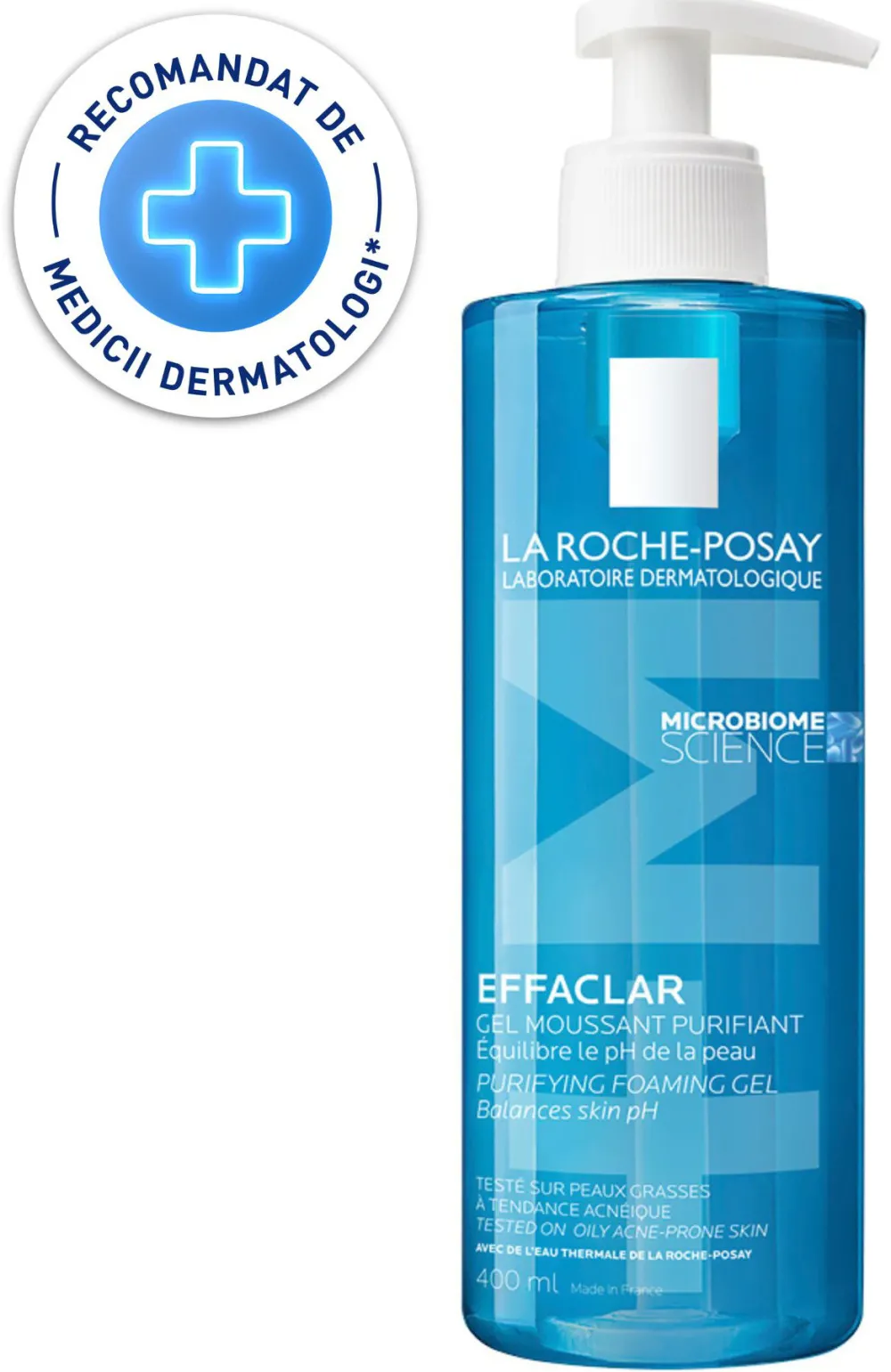 Gel spumant de curatare purifiant La Roche-Posay Effaclar +M pentru piele grasa cu tendinta acneica, anti-imprefectiuni, 400 ml