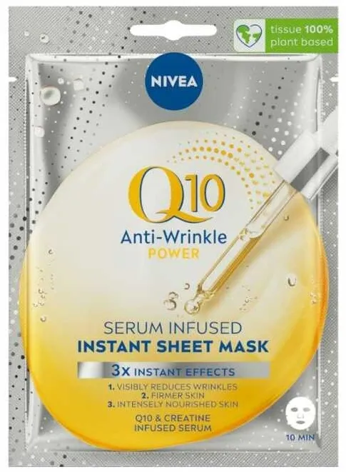 Masca servetel anti-rid NIVEA Q10 Power infuzata cu ser, 1 buc
