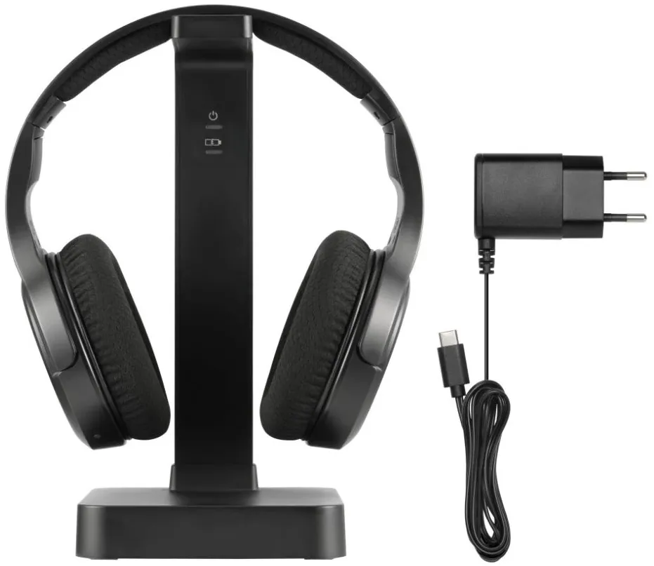 Casti wireless over ear HAMA cu statie TV Bluetooth negru