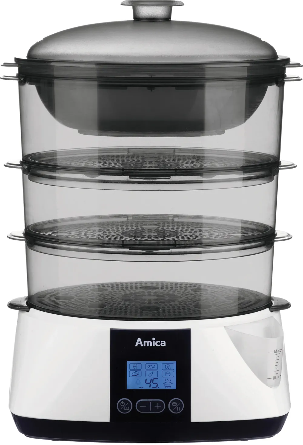 Aparat de gatit cu aburi Amica PT3011 900 W negru-alb
