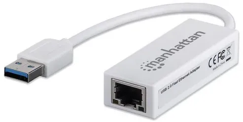 Adaptor retea MANHATTAN 506731 USB 2.0 la RJ45 Fast Ethernet alb