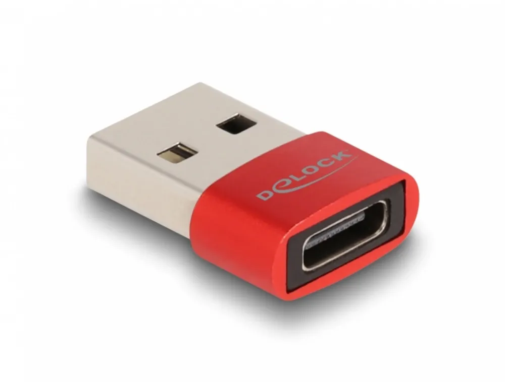 DELOCK USB2.0 Adapter USB Typ-A Stecker zu USB Type-C Bu rot