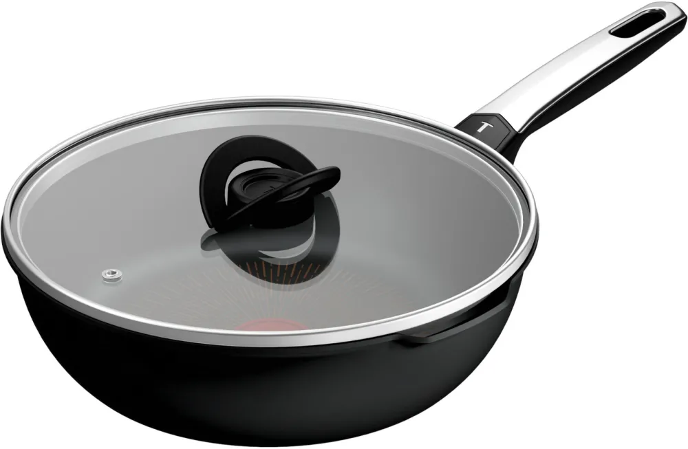 Tigaie cu capac Tefal Excellence, 26 cm, inductie, invelis antiaderent, indicator Thermo-Signal, aluminiu, negru