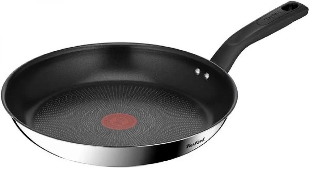 Tigaie Tefal Delicious, inductie, invelis antiaderent Titanium, indicator Thermo-Signal, maner nituit, inox, 28 cm, argintiu