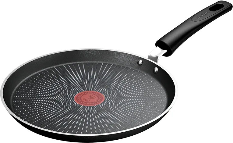 Tigaie pentru clatite Tefal Force, 25 cm, inductie, indicator Thermo-Signal, invelis antiaderent Titanium, negru
