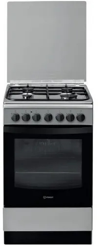 Aragaz combinat Indesit IS5G5PHX/E, 57L, 4 arzatoare pe gaz, aprindere prin scanteie, 5 functii, gratar, ceas digital, clasa energetica A, otel inoxidabil