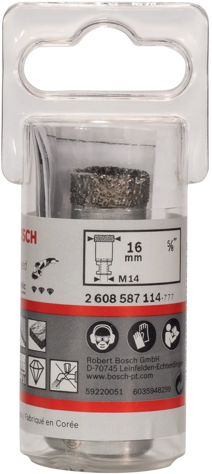 Carota diamantata BOSCH Best for Ceramic Dry Speed 16 mm M14 pentru polizor