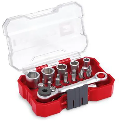 Set 21 chei tubulare si biti Einhell XS-CASE 49118683, suport biti cu schimbare rapida, adaptor clichet reversibil, cutie de depozitare