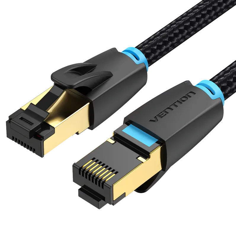 Patch cord SFTP Vention, Cat. 8, RJ-45 (T) la RJ-45 (T), 1m, AWG 30, 40Gbps, ecranat, conectori auriti, negru, "IKGBF" (timbru verde 0.08 lei) - 6922794749634