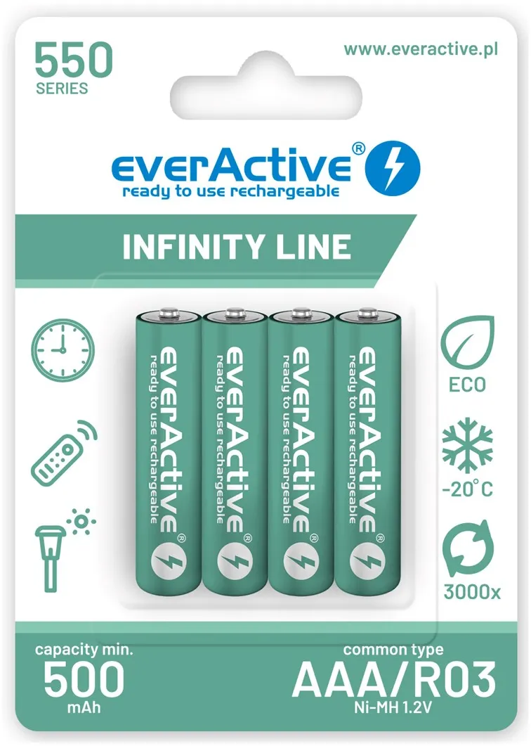 RECHARGEABLE BETTERIES 550 mAH 4 PCS.