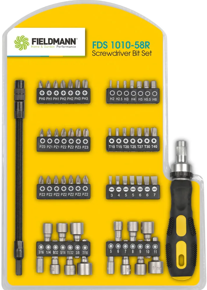 Fieldmann Trusa surubelnite si biti FDS 1010-58R, 58 piese