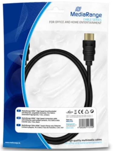 MediaRange HDMI-Kabel 1.4 Gold Connector,1,5m, black, Ethernet