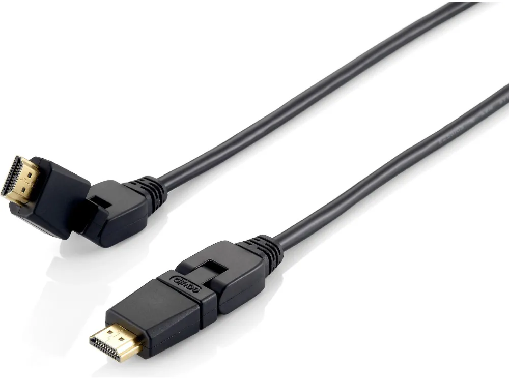 Cablu HDMI 2.0 EQUIP High Speed cu Ethernet 18 Gb 4K/60Hz conectori 180° 2 m negru