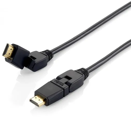 Cablu HDMI 2.0 EQUIP High Speed cu Ethernet 18 Gb 4K/60Hz conectori 180° 1 m negru