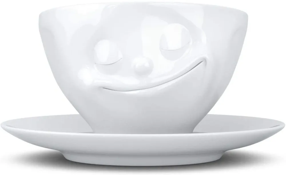Ceasca cafea portelan FIFTYEIGHT Glucklich T014301 200 ml alb