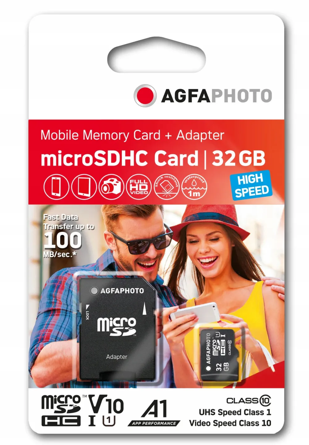 Card de memorie AgfaPhoto microSDHC UHS-I 32 GB clasa 10 U1 cu adaptor