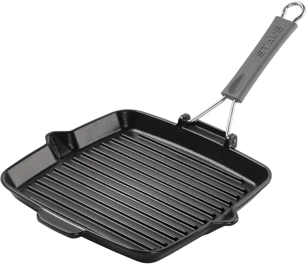 Tigaie grill patrata Staub Square 24 cm fonta negru