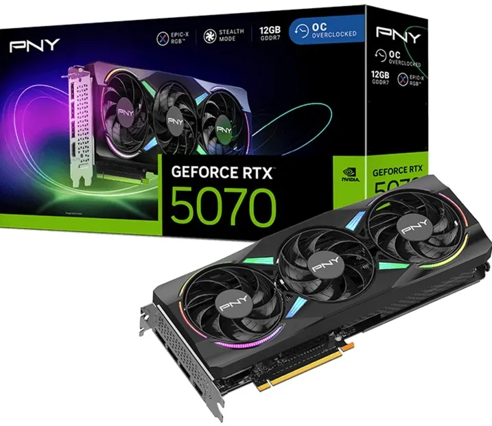 PNY RTX5070 ARGB OC Triple Fan 12GB GDDR7 3xDP,1xHDMI