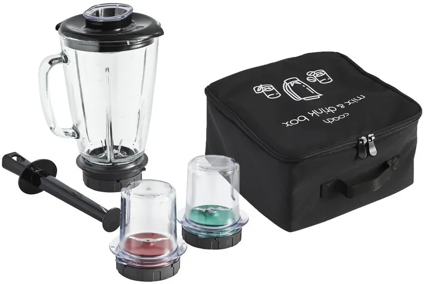 Set de accesorii 5-in-1 Tefal Mix & Drink XF650038 pentru robotul de bucatarie Tefal i-Coach QB950xxx, dedicate pentru mixare, amestecare, macinare, tocare si zdrobire a ghetii