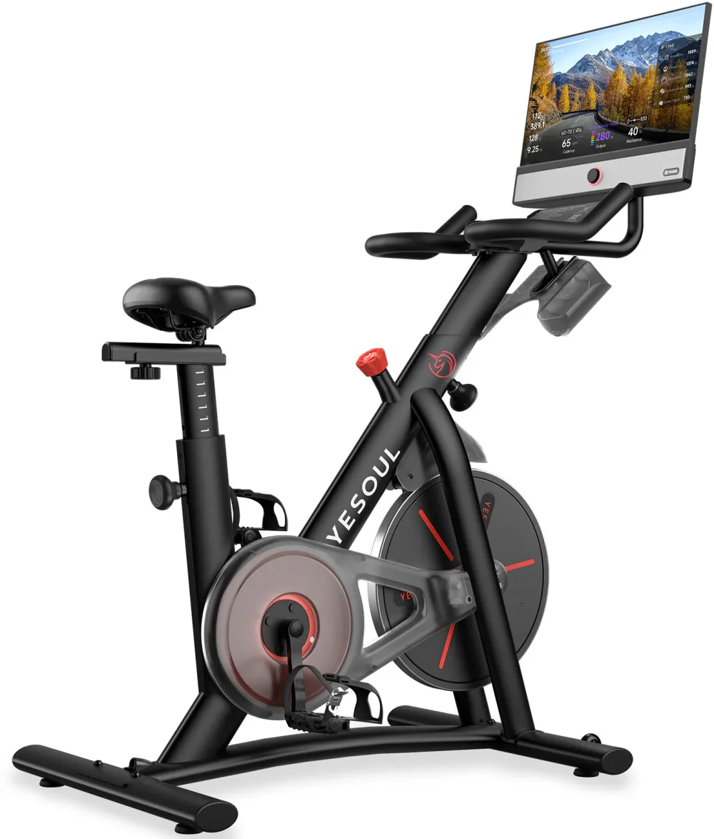 Bicicleta fitness YESOUL Spinning Bike G1M Plus, Black, Display 21.5”, rezistenta magnetica, aplicatie mobila, soundbar