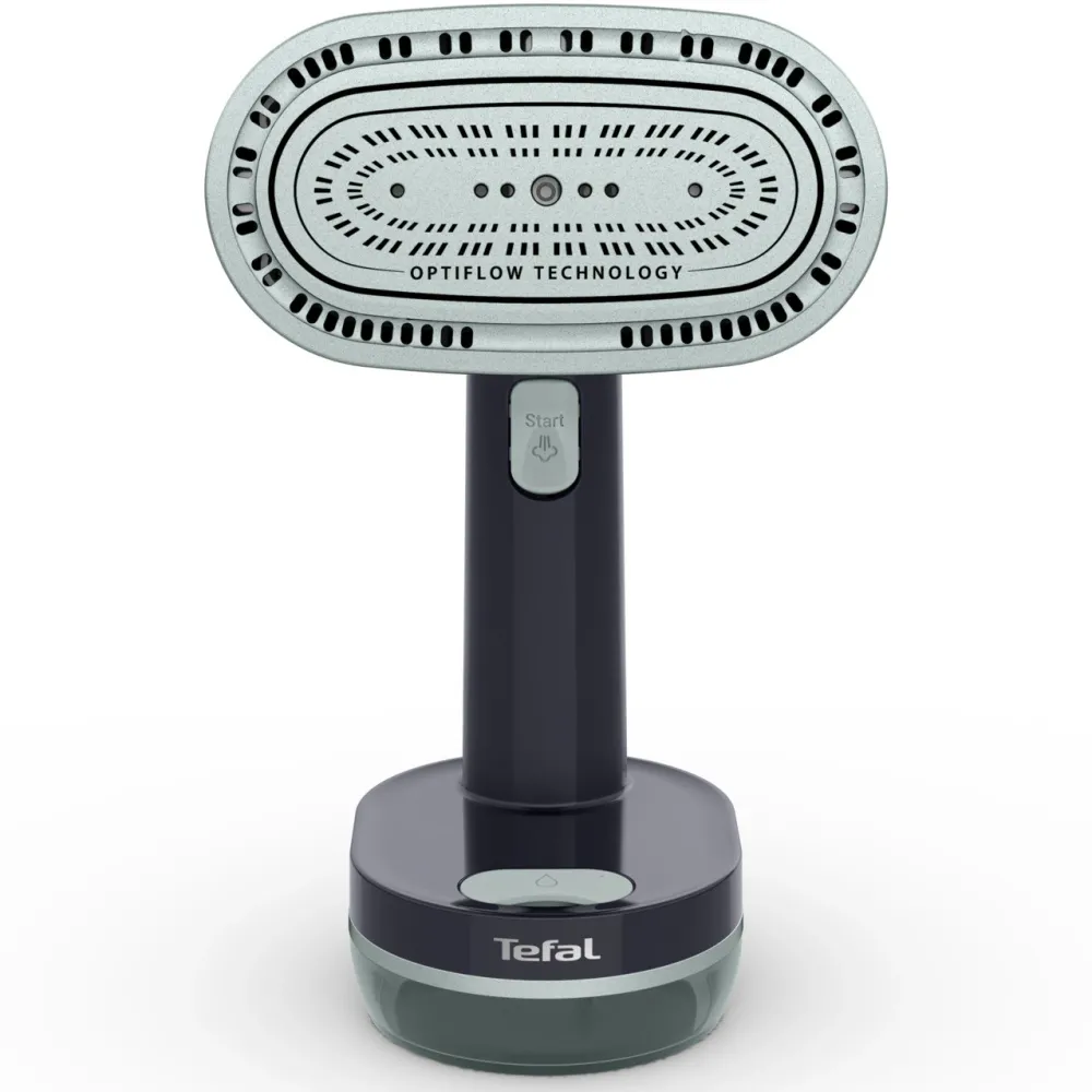 Aparat de calcat vertical cu abur Tefal AeroSteam S DT9314E0, 1420 W, abur variabil 0 - 20 g/min, rezervor apa 150 ml, talpa ceramica, autonomie 7 minute, verde & negru