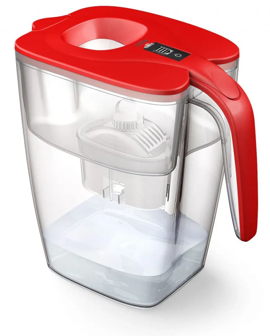 Cana filtranta de apa Laica BIG Milano, 3.7 litri, indicator electronic, rosu