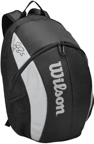 Rucsac tenis, Wilson, 2 rachete, Negru/Alb
