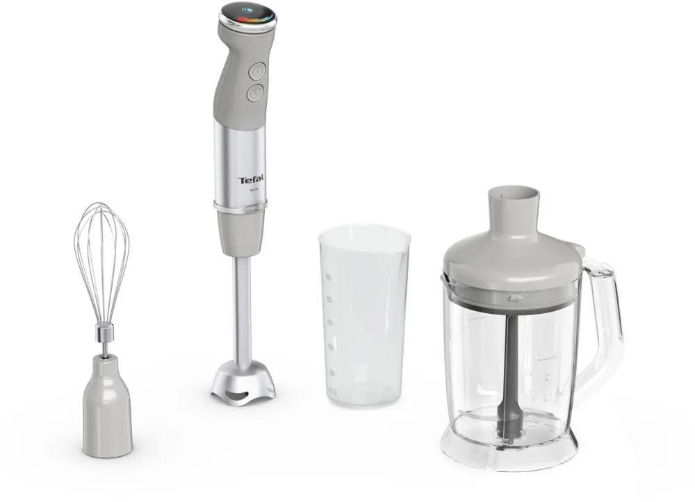 TEFAL Blender vertical Tefal Quickchef+ HB67MB30, 1000W, 20 trepte de viteza, functie Turbo, tocator 1000 ml, pahar de masurat 800ml, tel, inox, 4 lame Powelix, gri & argintiu